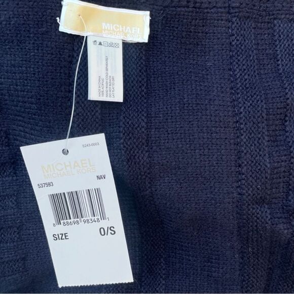 Michael Kors Navy Fringe Muffler Scarf - Picture 7 of 8